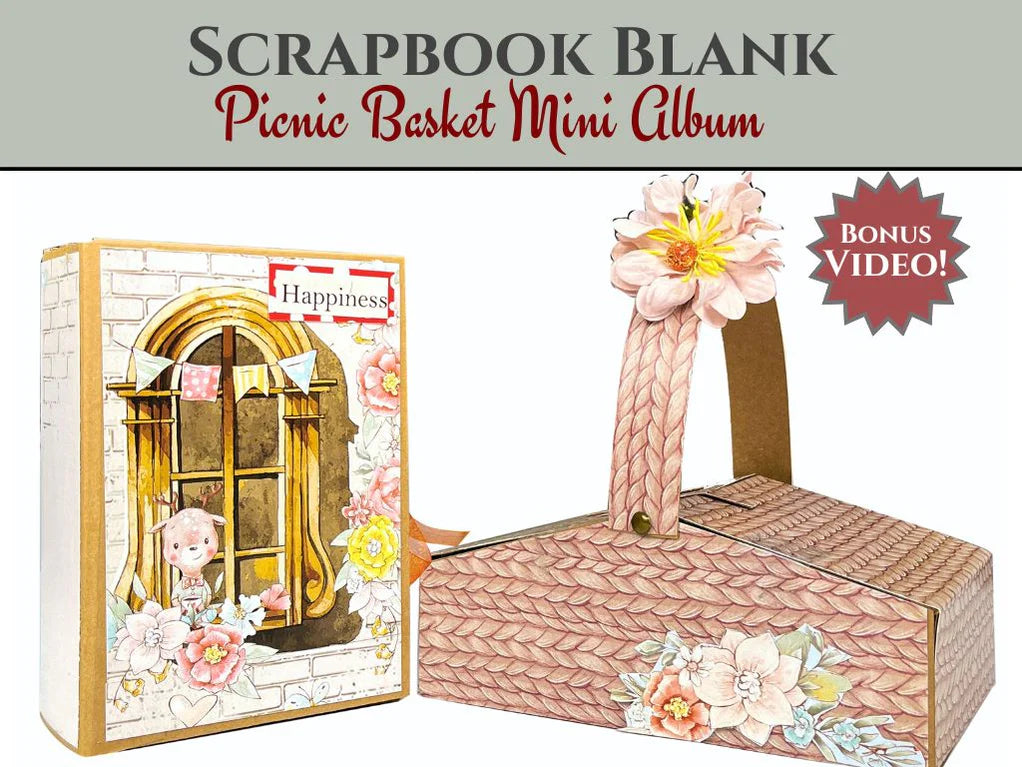 CrafTreat Scrapbook Blank Precut Album Base - Picnic Basket Mini Album 1 Kraft