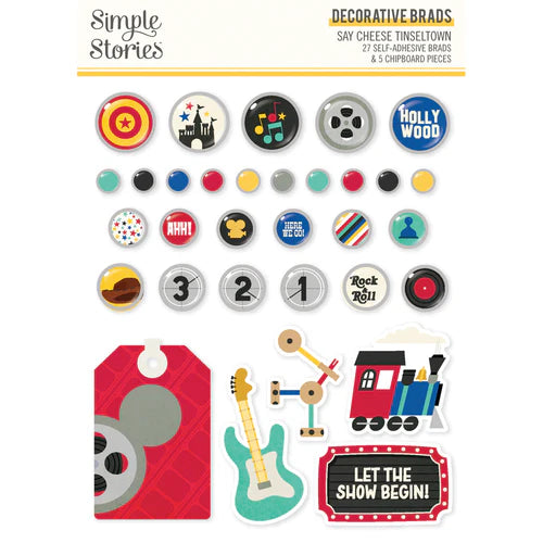 Simple Stories - Say Cheese Tinseltown Adhesive Brads & Chipboard Pieces
