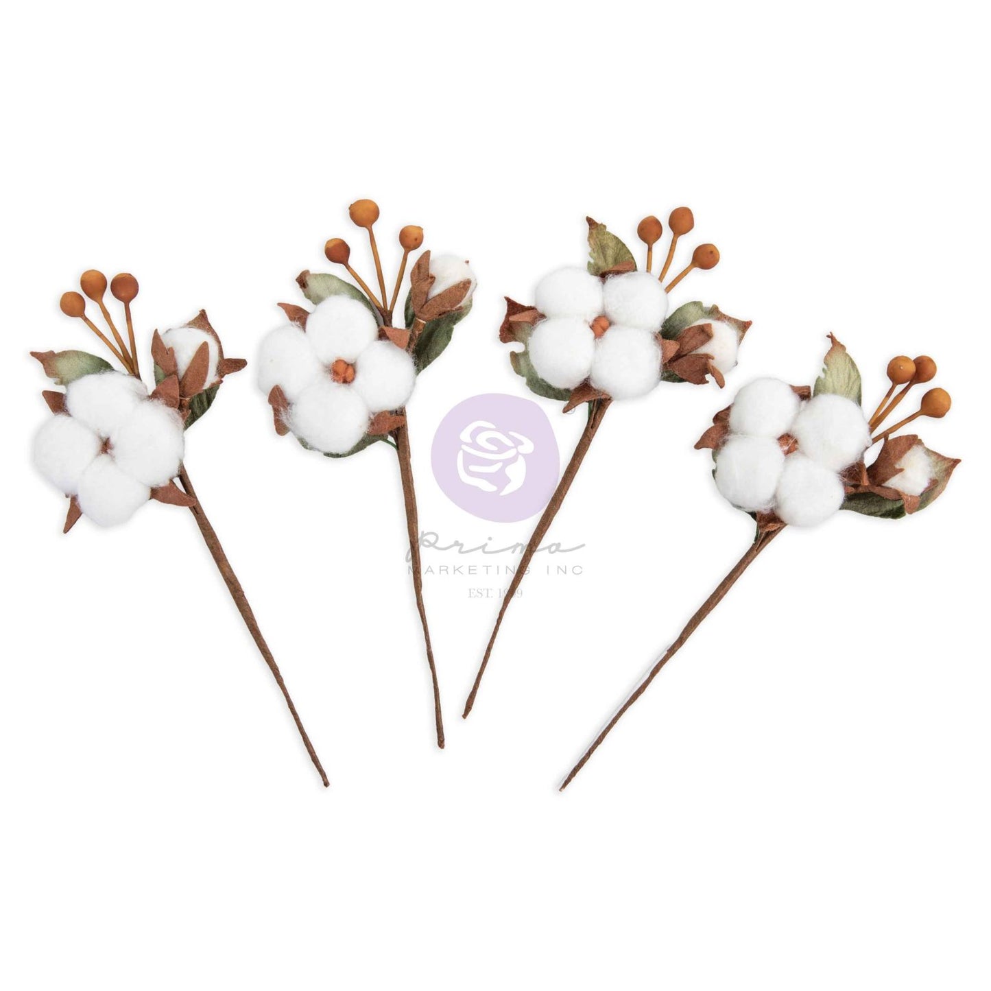 Prima - Twinkle & Treats Collection Flowers – Snowy Cotton – 4 pcs