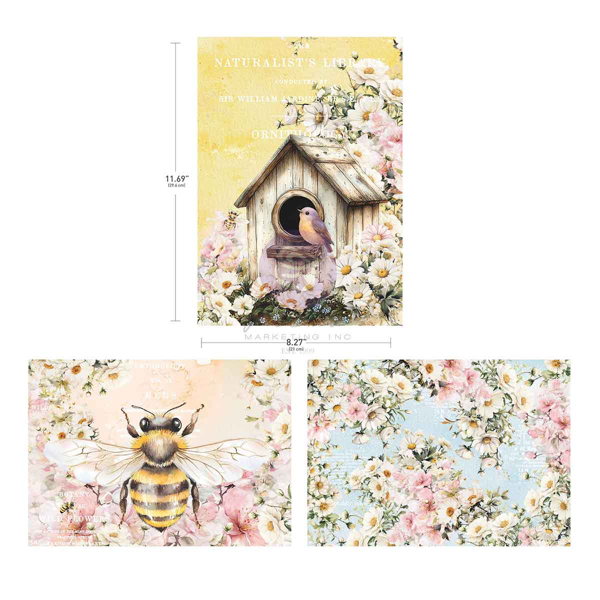 Prima - Among the Wildflowers Collection A4 Decoupage – 3 sheets, 8.3″x11.7″ each