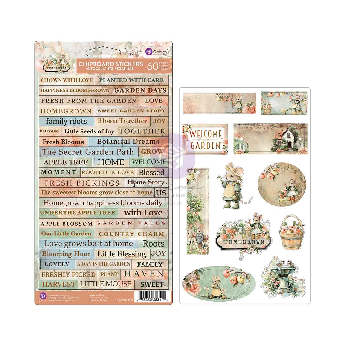 Prima - Homegrown Collection Chipboard stickers – 60 pc