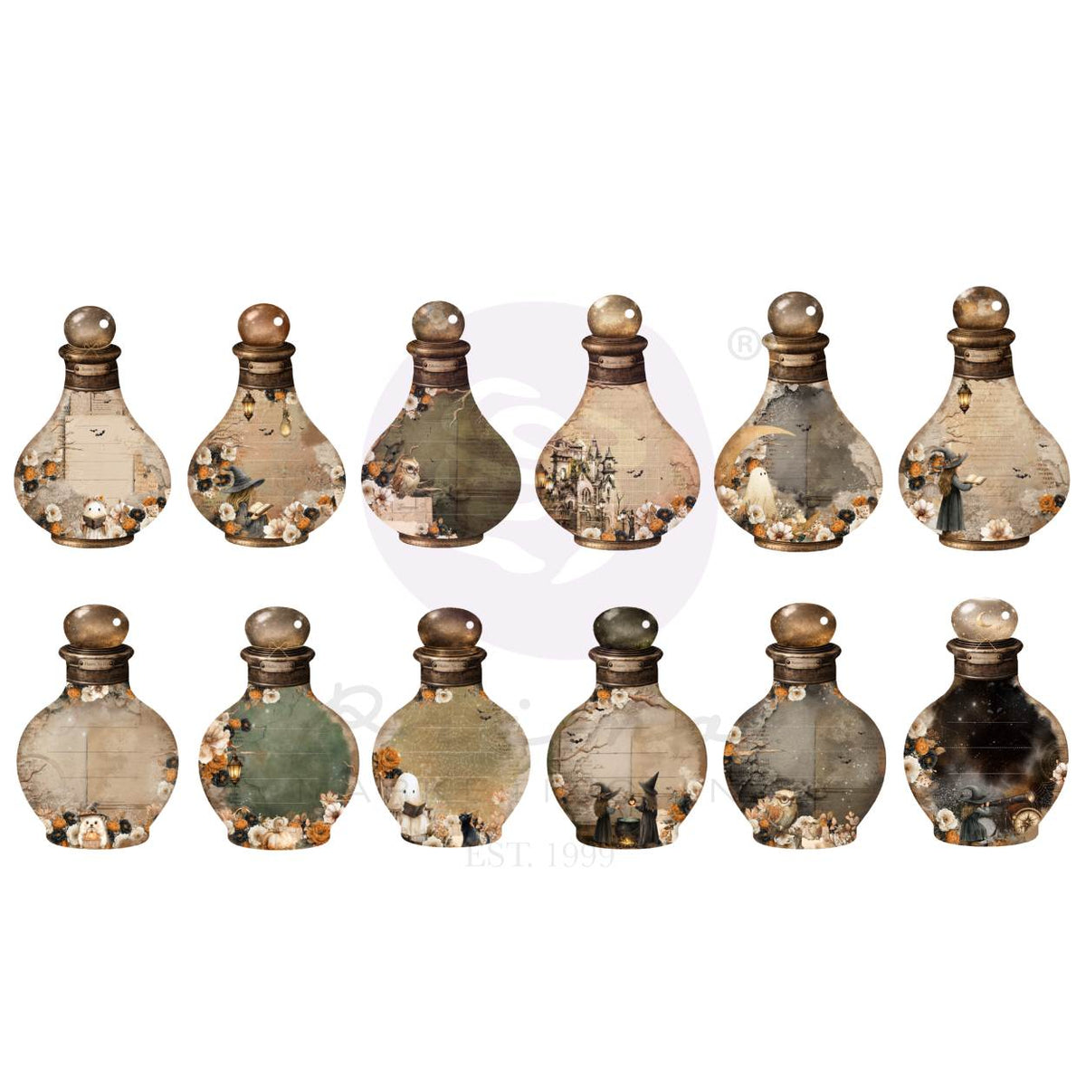 Prima - The 3 Girls Tale - Made of Magic Collection Potion Bottle Tag Pad – 36 pcs