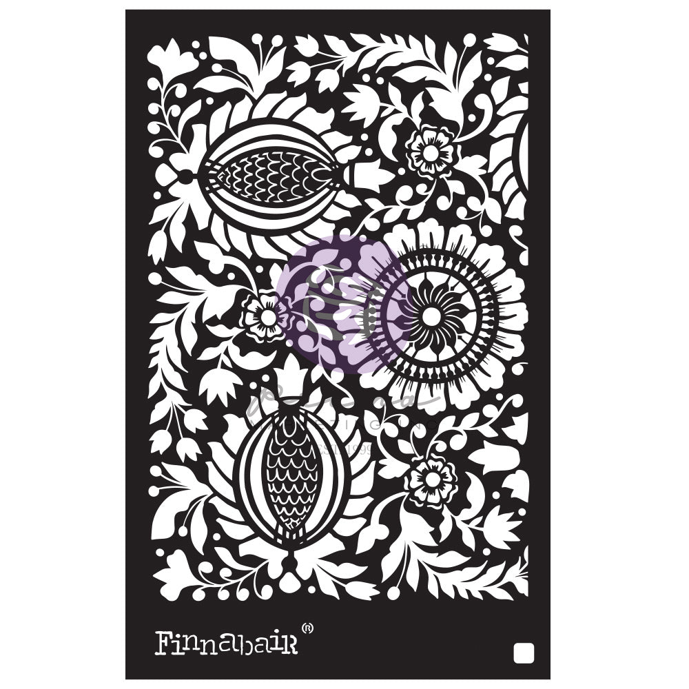Prima -Finnabair STENCIL – FOLK FLORALS – 1 PIECE, 6″X9