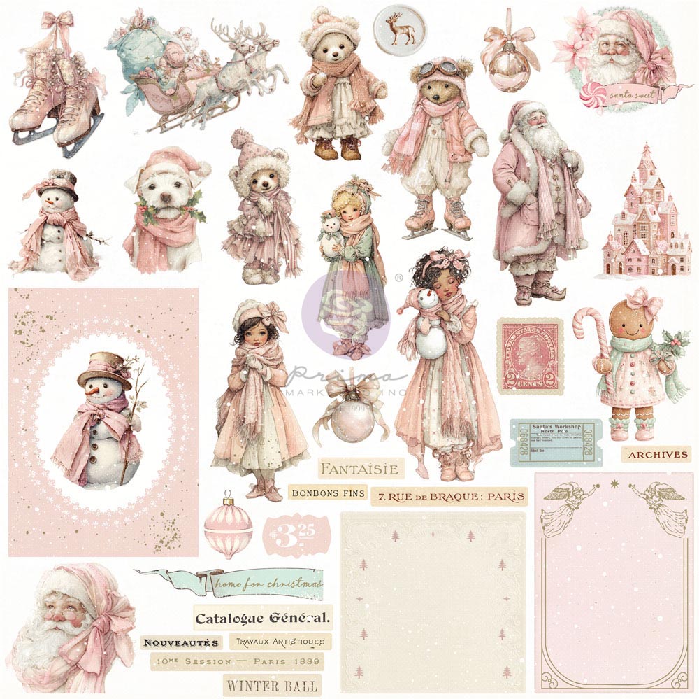 Prima - Christmas Blush Collection Ephemera – Cozy Christmas – 72 pcs w/ foil details