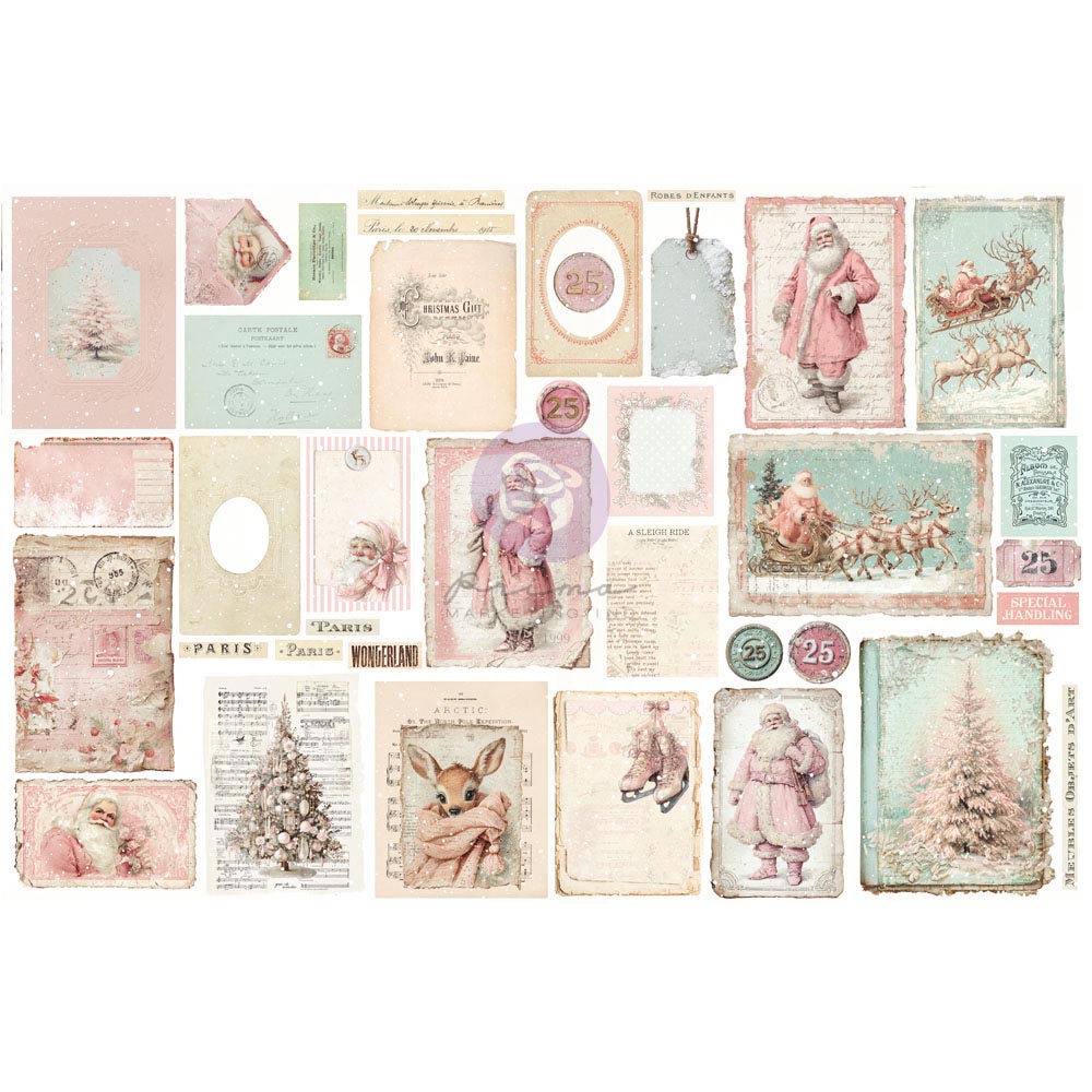 Prima -Christmas Blush Collection Ephemera – Junk Journal Kit – 76 pcs