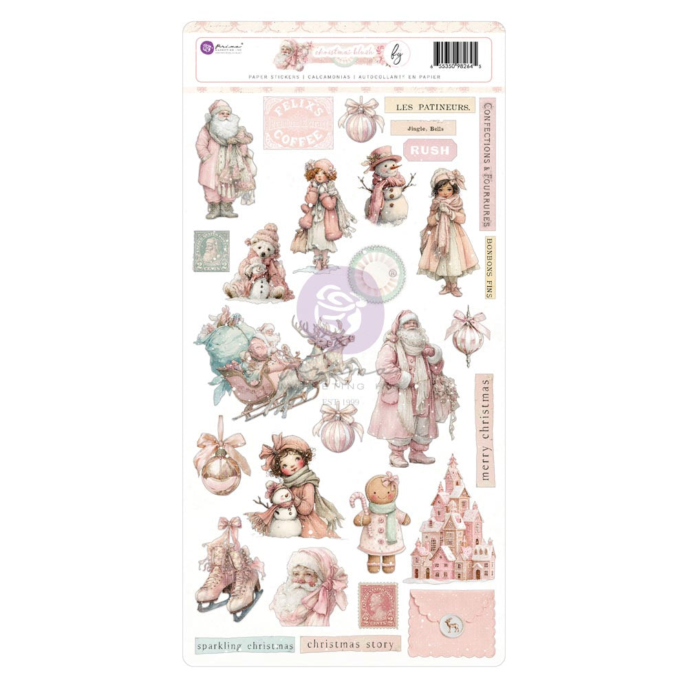Prima - Christmas Blush Collection Stickers – 1 sheet, 6″x12″ sheet size