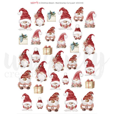 Uniquely Creative - A Christmas dream - Red Gnomes Cut-a-part Sheet