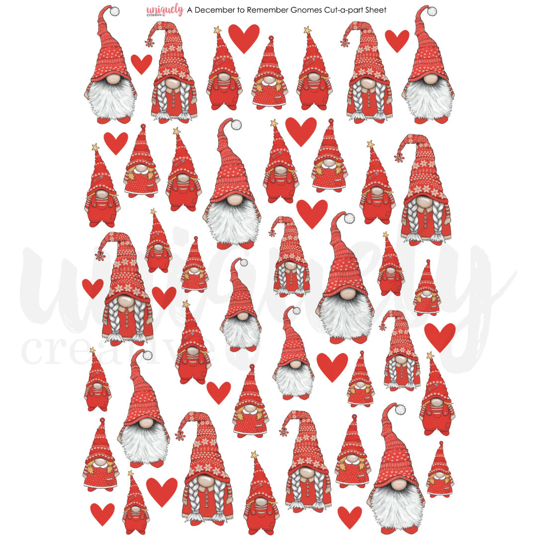 Uniquely Creative - A December to Remember Gnomes - Cut-a-part Sheet