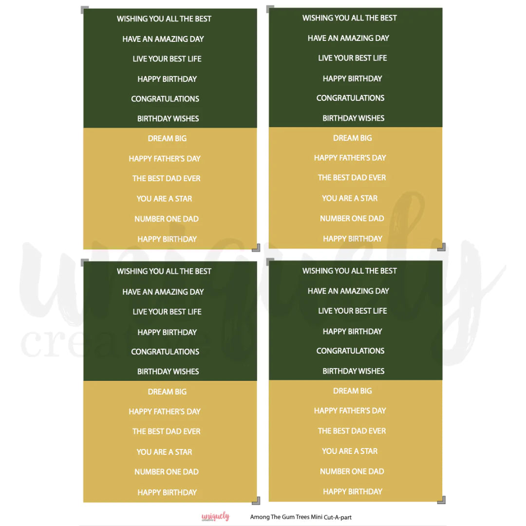 UNIQUELY CREATIVE - Among the Gum Trees Mini Cut-A-Part Sheet