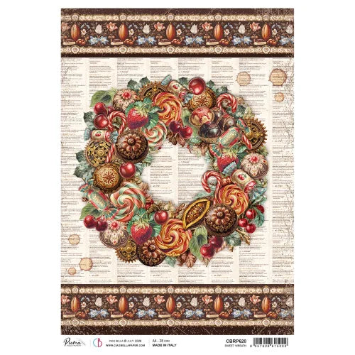 CIAO BELLA - A4 - Piuma Rice Paper - Chocolate Wanderlust Rice Paper A4 Sweet Wreath