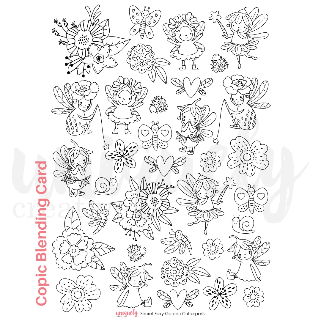 Uniquely Creative - Secret Fairy Garden Copic Blending Card Cut-A-Part Sheet
