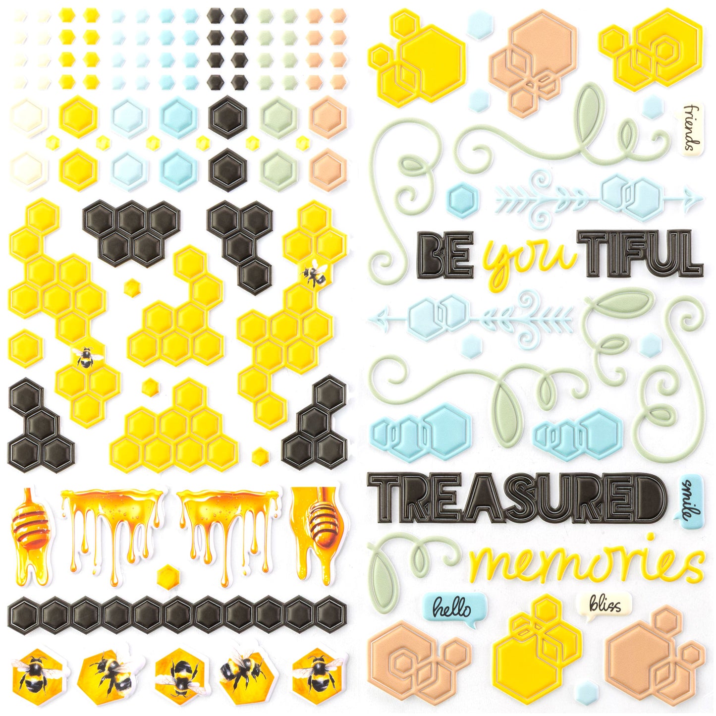 49 and Market - Botanical Buzz - Puffy Stickers - 131 Pieces