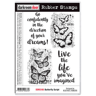 DARKROOM DOOR - Rubber Stamp - Butterfly Script (DDRS185)