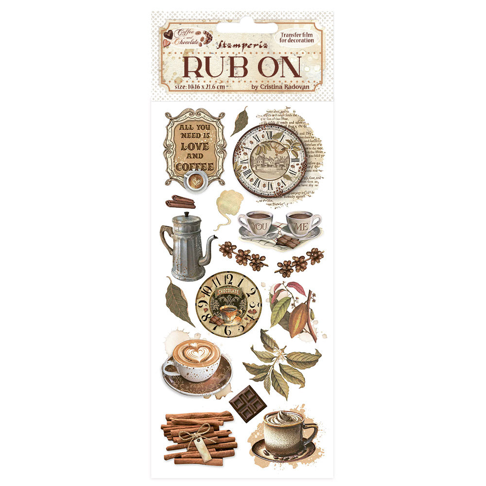 Stamperia - Rub-ons - Coffee and Chocolate All you need is love and coffee