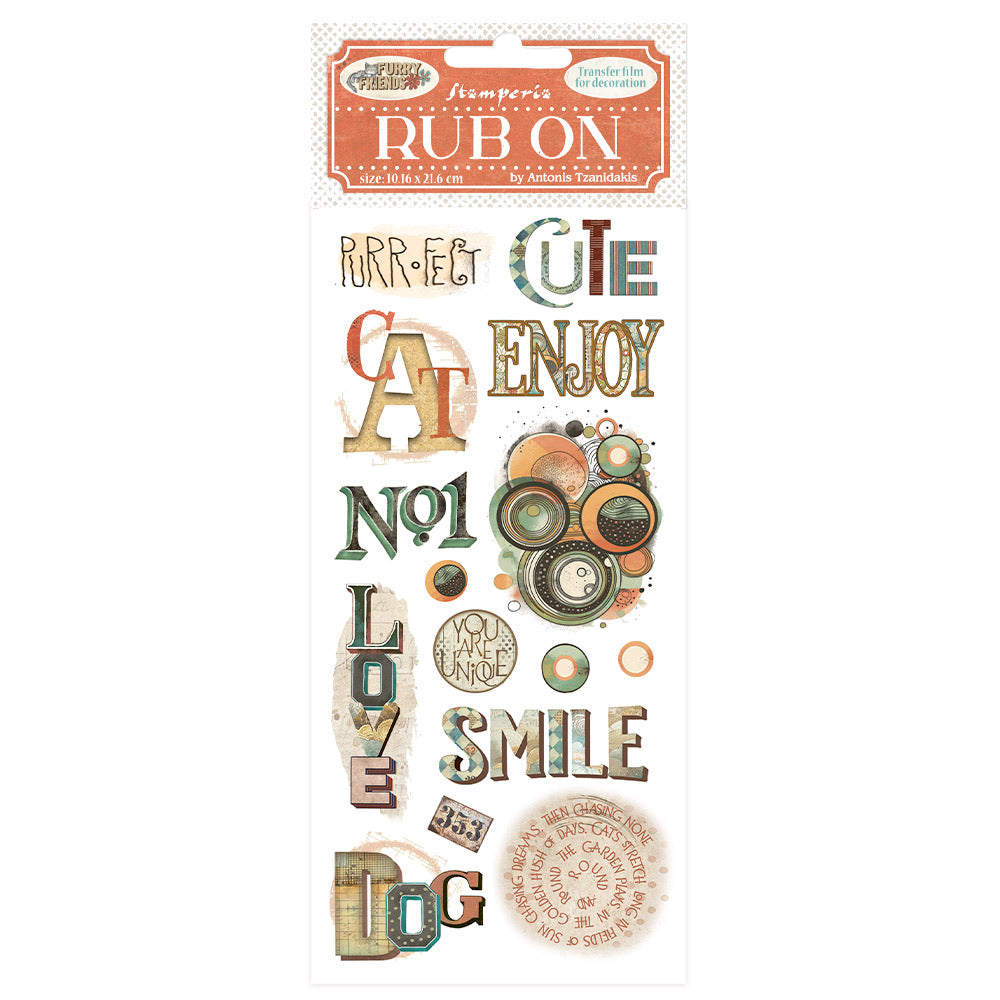 Stamperia - Rub-ons - Furry Friends Writings