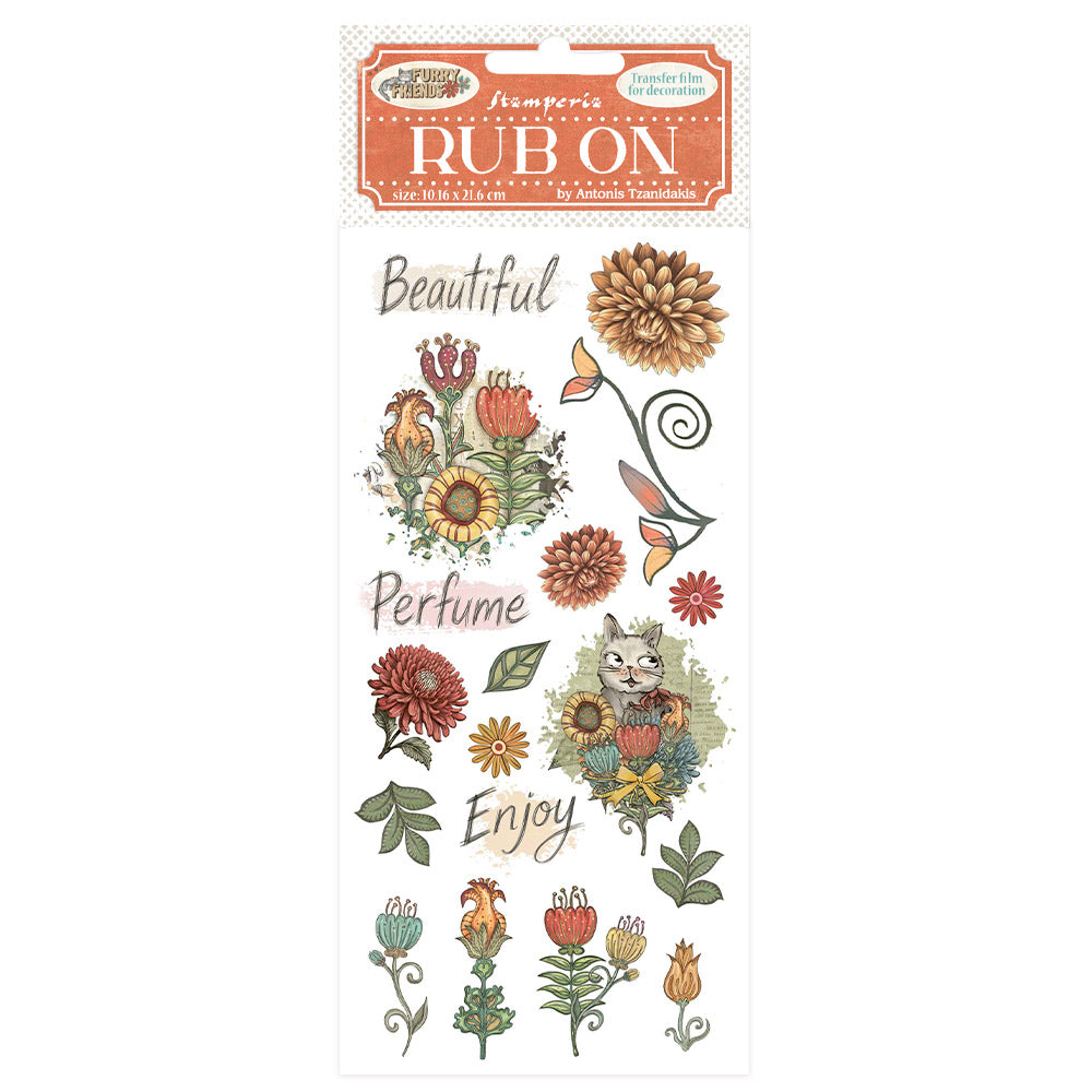 Stamperia - Rub-ons - Furry Friends Flowers