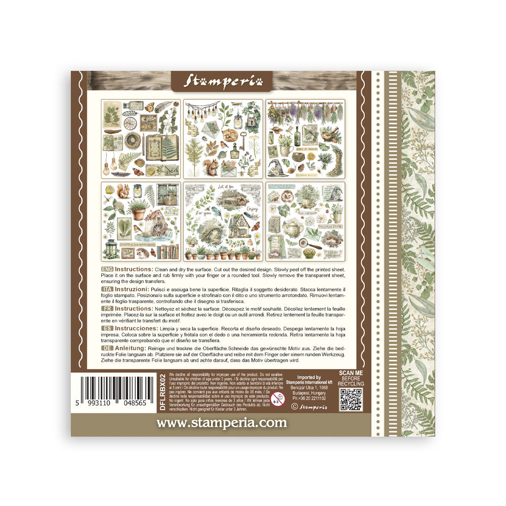 Stamperia - Assortment Rub on cm 15,5x15,5 - 6 pages - Herbarium Silvae