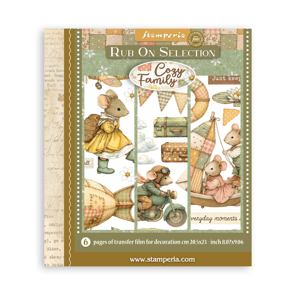 Stamperia - Assortment Rub on Selection - 20.5cmX23cmX0cm - 6 pages - Cozy Family
