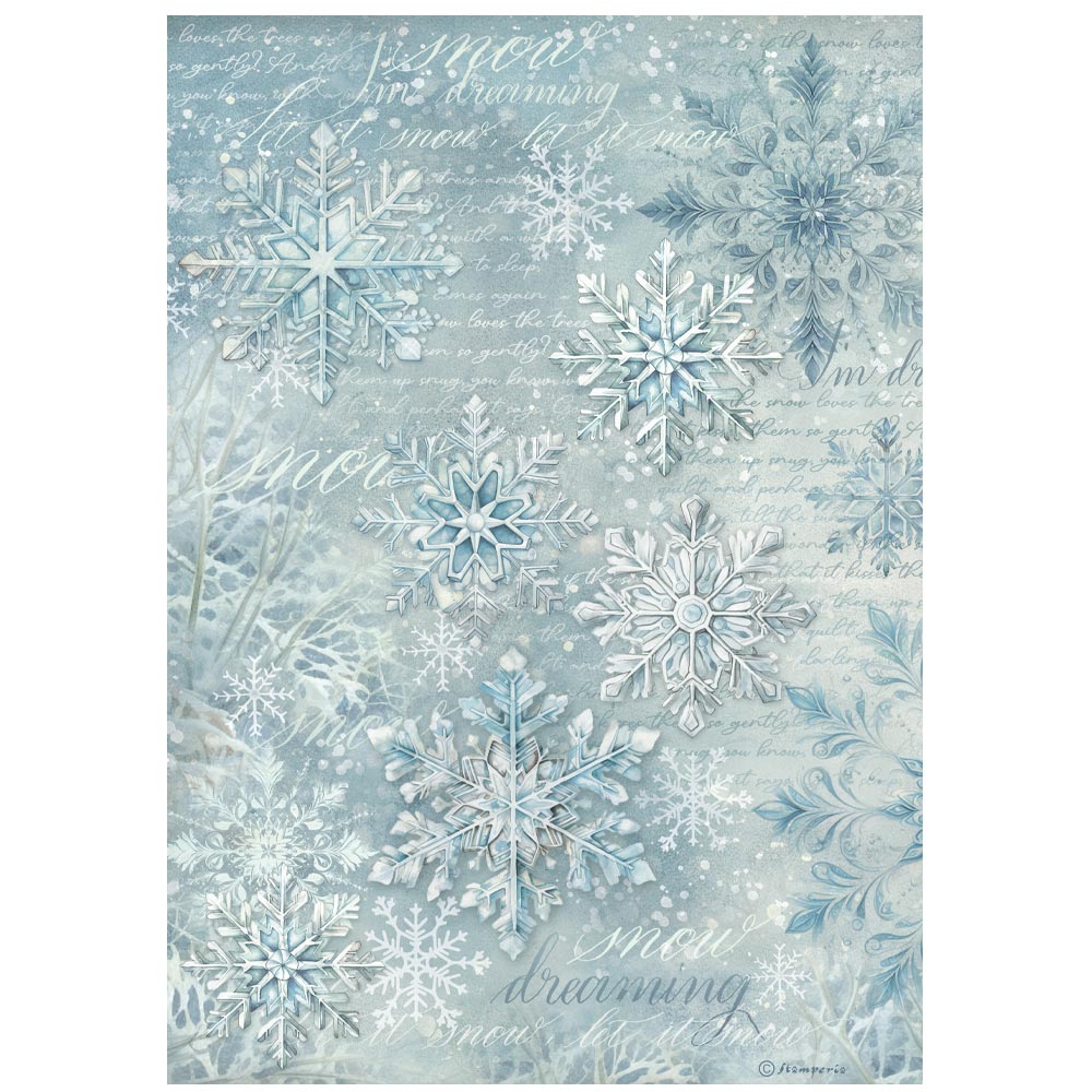 Stamperia - Rice Paper - 21cm x 29.7cm - A4 - The Owl's House Snowflakes