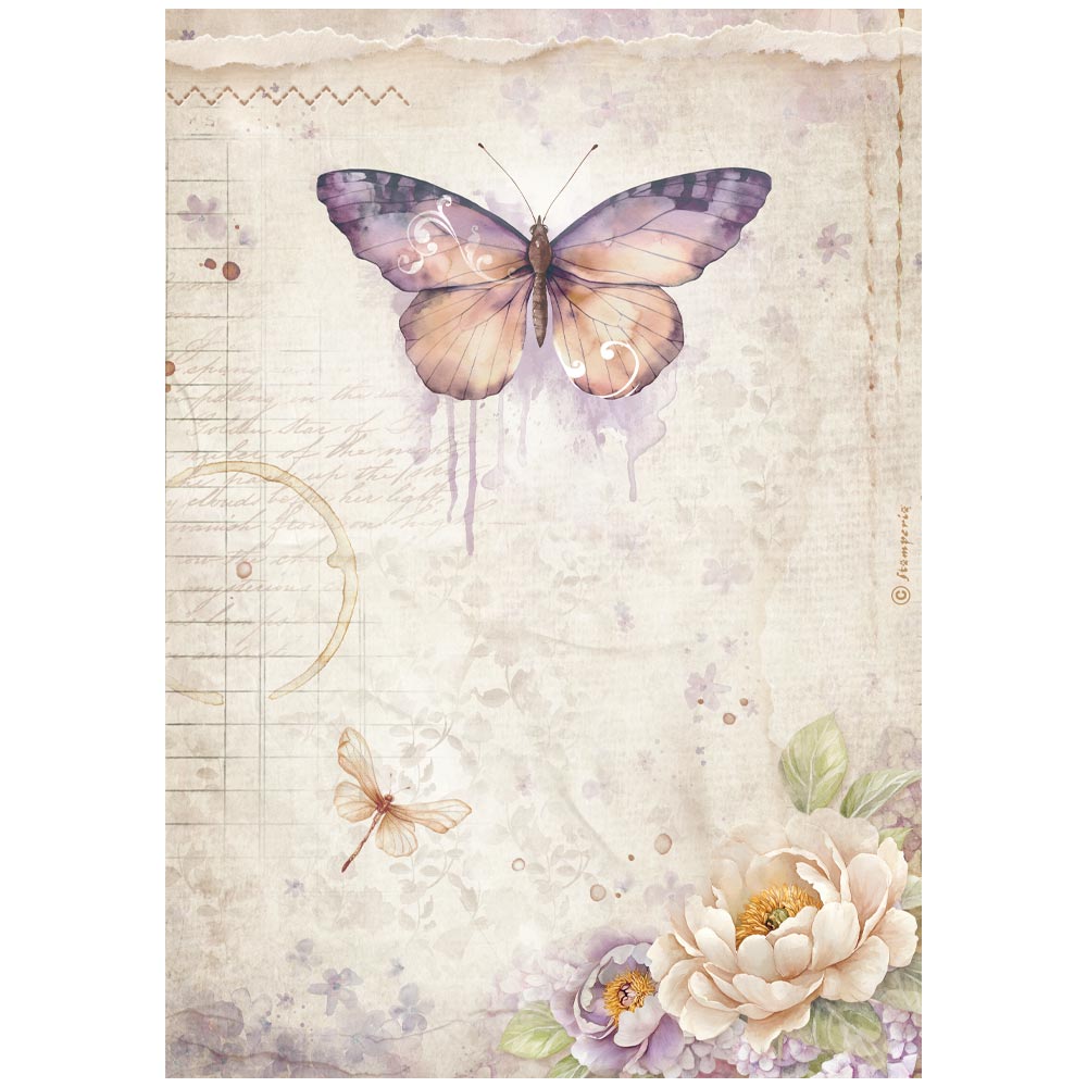 Stamperia - Rice Paper - 21cm x 29.7cm - Quiet Days -butterfly