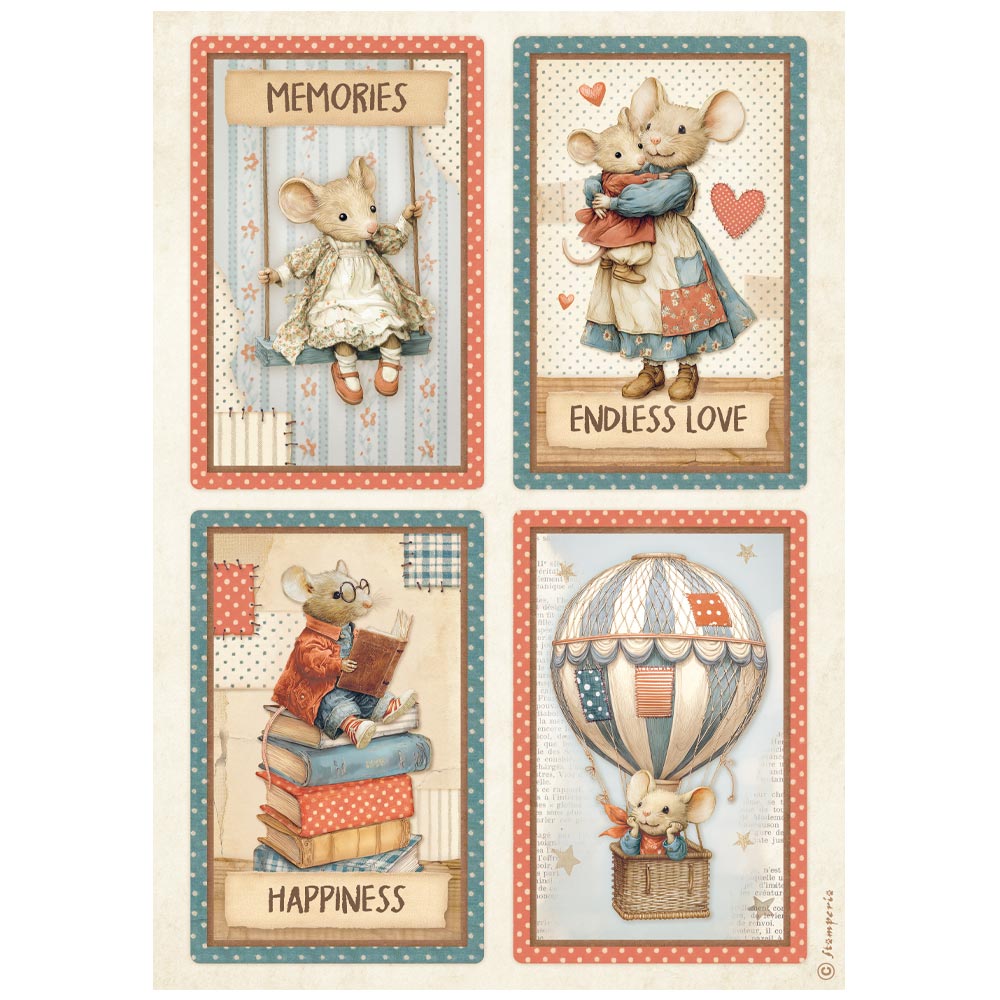 Stamperia - Rice Paper - 21cm x 29.7cm - Family 4 cards