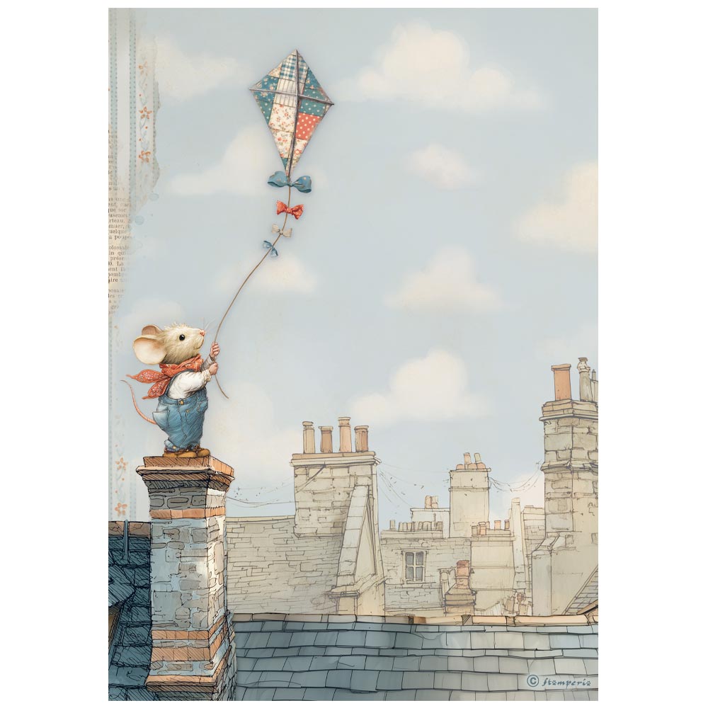 Stamperia - Rice Paper - 21cm x 29.7cm - Family kite