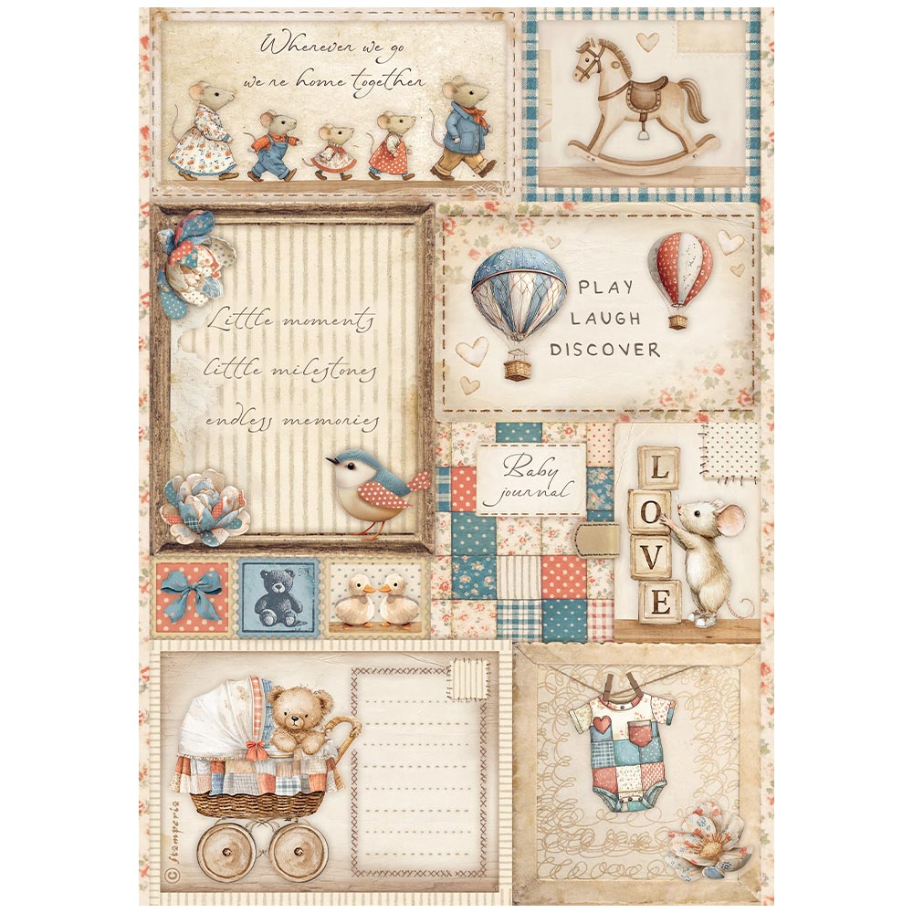 Stamperia - Rice Paper - 21cm x 29.7cm - Baby Cards