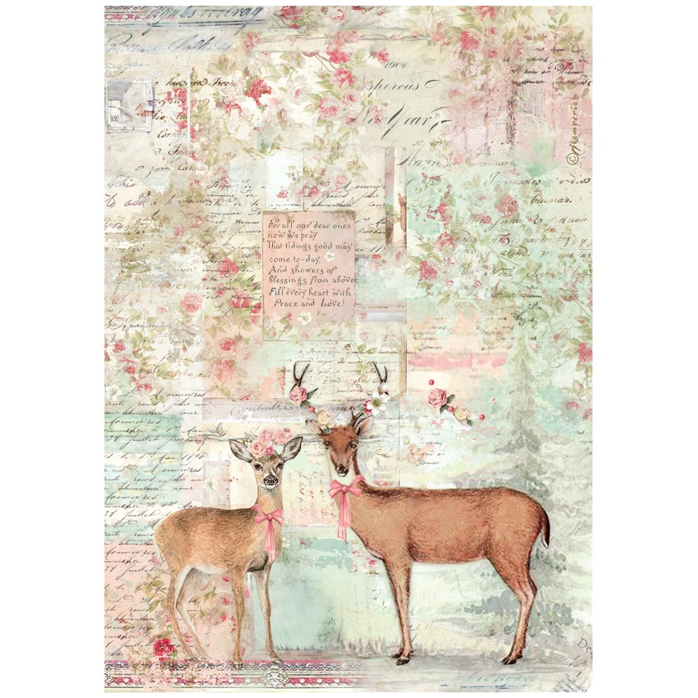 Stamperia - Rice Paper - 21cm x 29.7cm - A4 - Winter Magic Deer