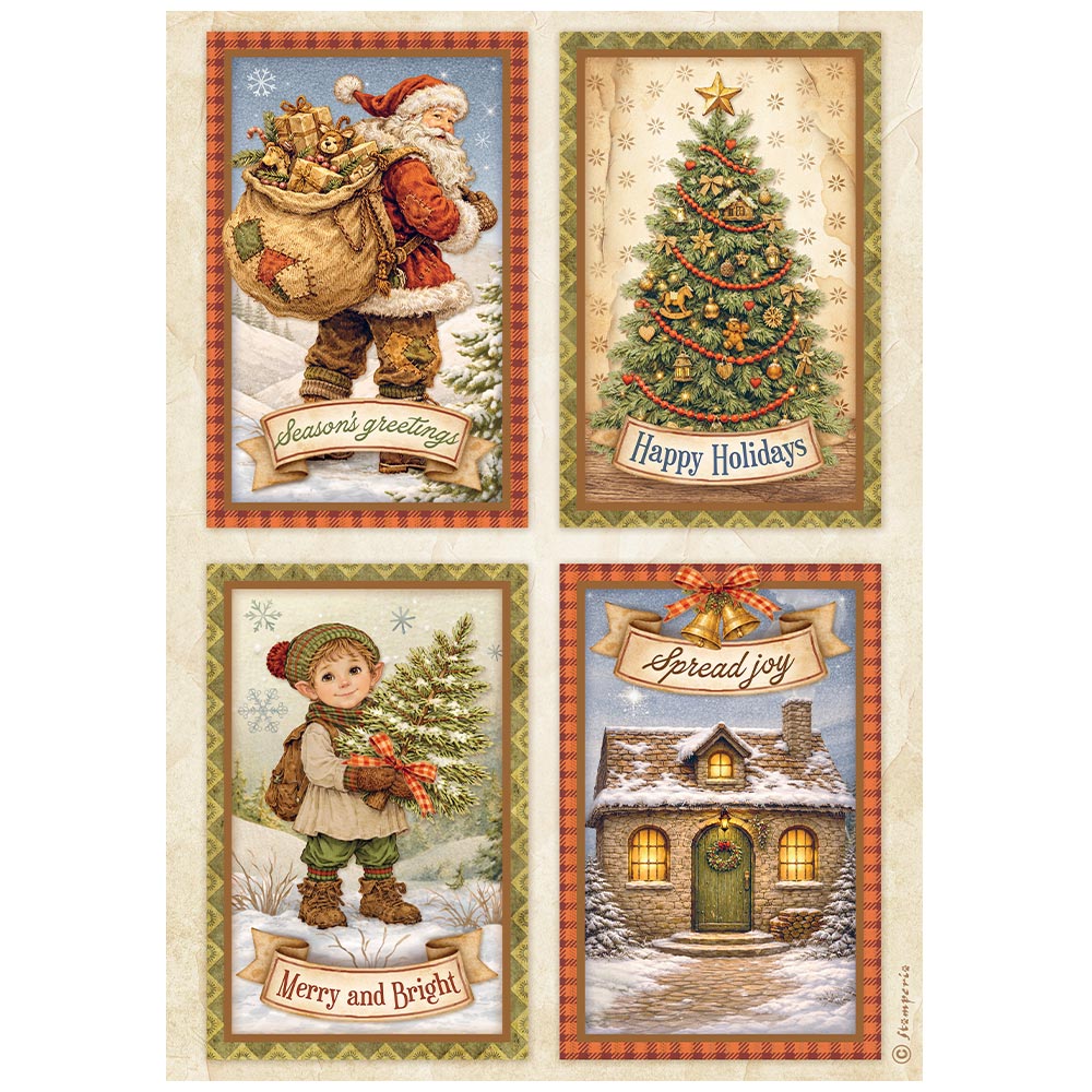 Stamperia - Rice Paper - 21cm x 29.7cm - A4 - Silent Night 4 Cards