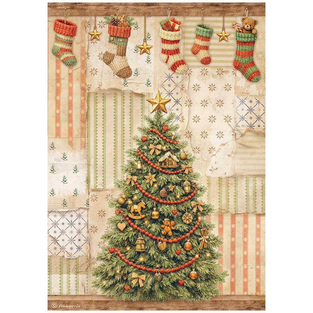 Stamperia - Rice Paper - 21cm x 29.7cm - A4 - Silent Night Christmas tree