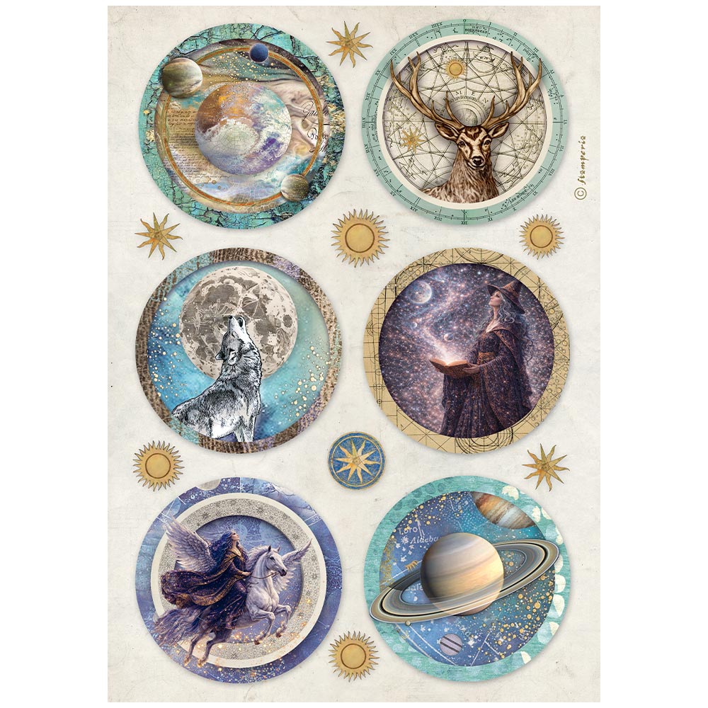 Stamperia - Rice Paper - 21cm x 29.7cm - A4 - Cosmos rounds