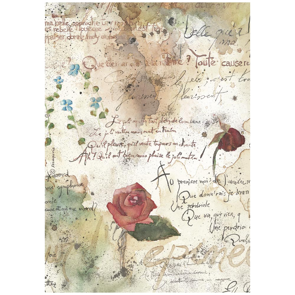 Stamperia - Rice Paper - 21cm x 29.7cm - A4 - Flowers and Poems pattern