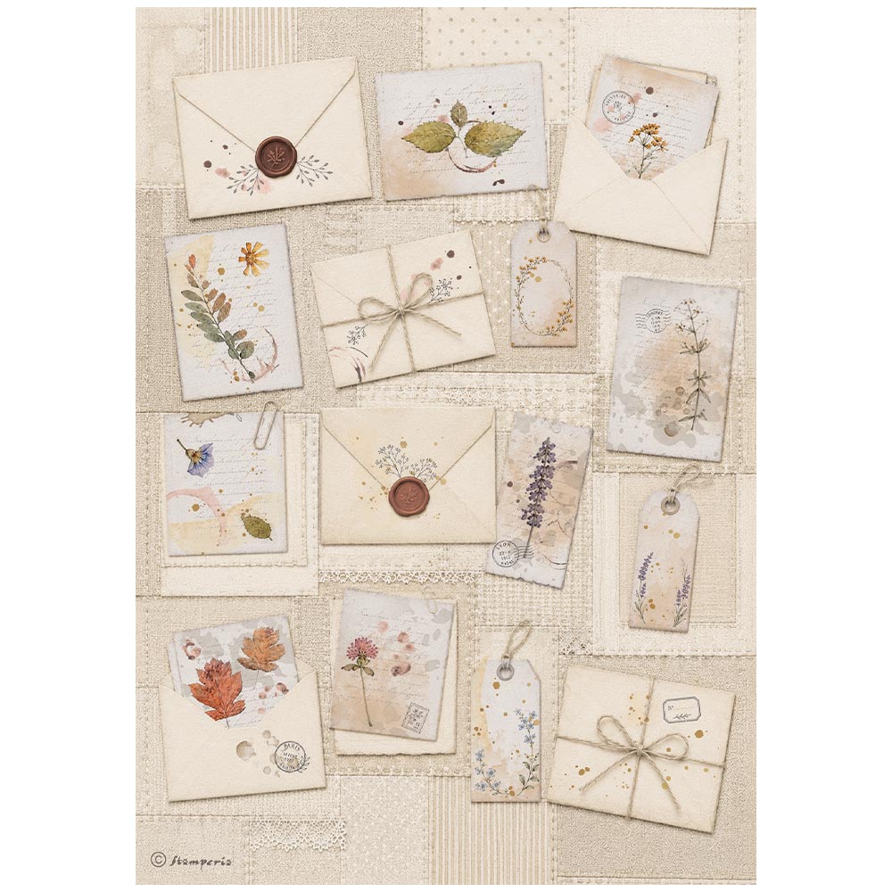 Stamperia - Rice Paper - 21cm x 29.7cm - A4 - Flowers and Poems letters