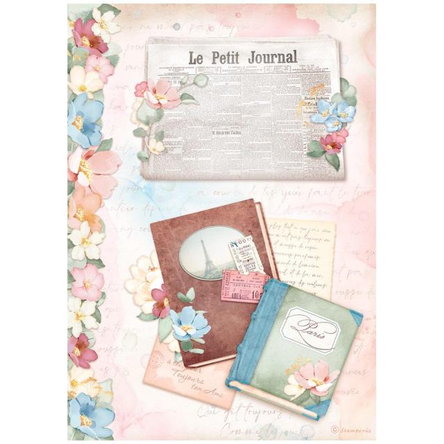 Stamperia - Rice Paper - 21cm x 29.7cm - A4 - Oh La La - Petit Journal