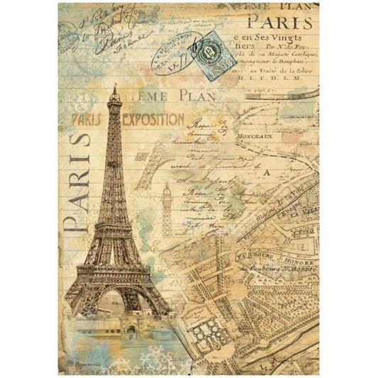 Stamperia  - Rice Paper -  21cm x 29.7cm - A4 -   Around the World - Paris