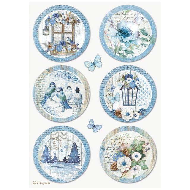Stamperia - Rice Paper - 21cm x 29.7cm - A4 - Blue Land Rounds