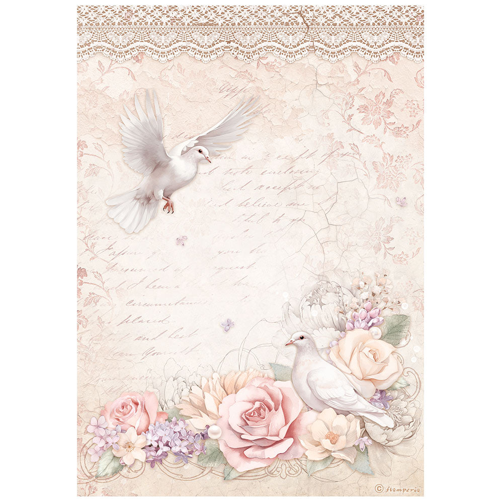 Stamperia - Rice Paper - 21cm x 29.7cm - A4 - Romance Forever - Doves