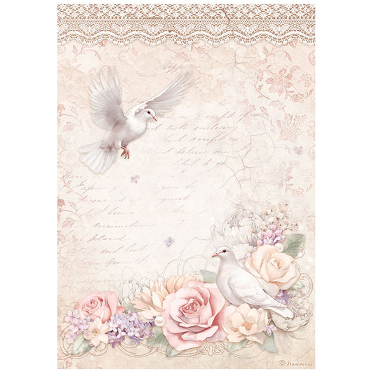 Stamperia  - Rice Paper -  21cm x 29.7cm - A4 -  Romance Forever - Doves