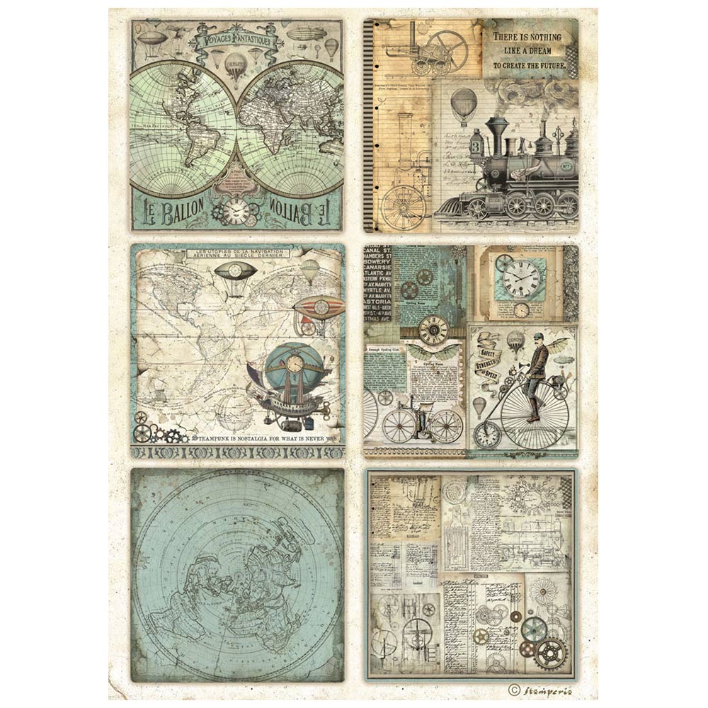Stamperia - Rice Paper - 21cm x 29.7cm - A4 - Voyages Fantastiques 6 Cards