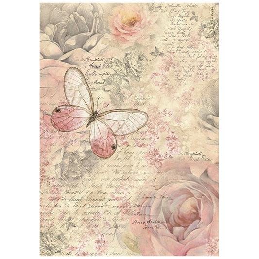 Pre Order - Stamperia   - Rub-ons - shabby rose butterfly