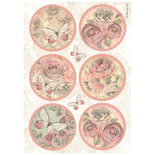 Pre Order - Stamperia   - Rub-ons - shabby rose 6 rounds