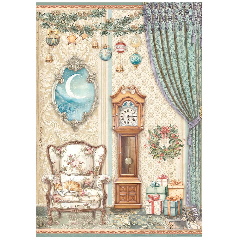 Stamperia - Rice Paper - The nutcracker pendulum clock and chair