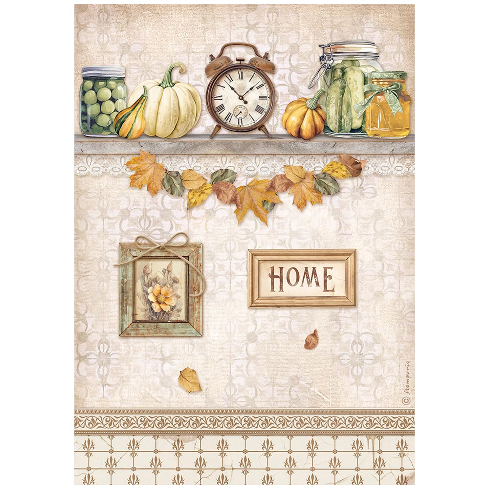 Stamperia - Rice Paper - Golden Harmony - Clocks & Pumpkins