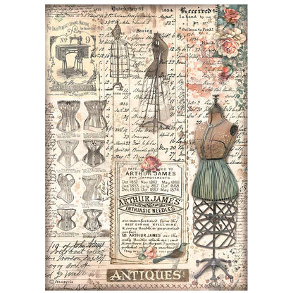 Stamperia  - Pack of 6 Rice papers -  21cm x 29.7cm - A4 -  Brocante Antiques