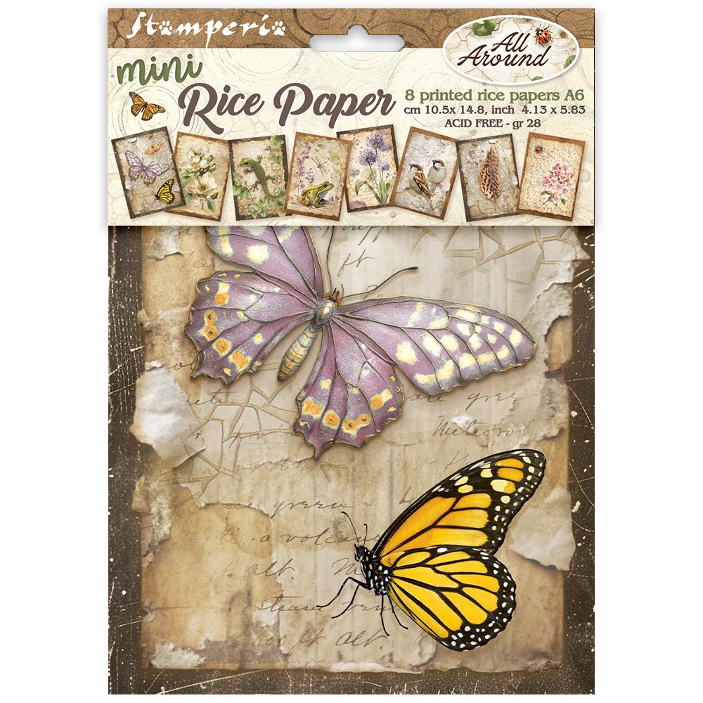 Stamperia - Pack of 8 Mini Rice papers - A6 - All Around