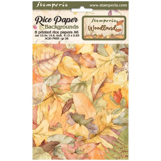 Stamperia  - Pack of 8 Rice papers -  4.14cm x 5.83 cm - A6 -  Woodland