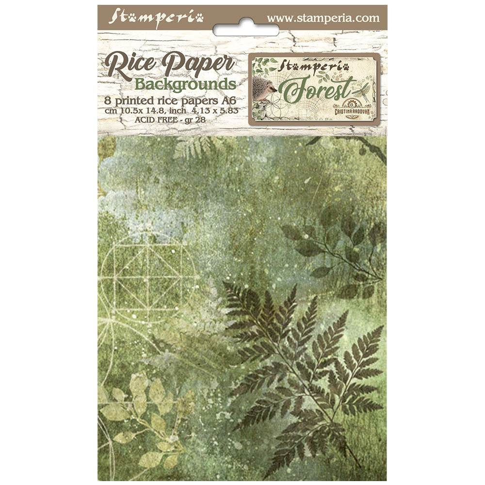 Stamperia - Pack of 8 Rice papers - 10.5cm x 14.8cm - A6 - Forest