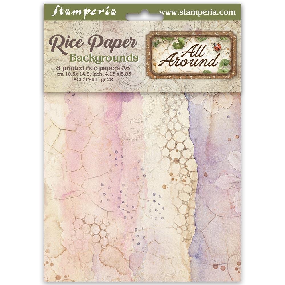 Stamperia - Pack of 8 Rice papers - 4.14cm x 5.83 cm - Backgrounds A6 All Around