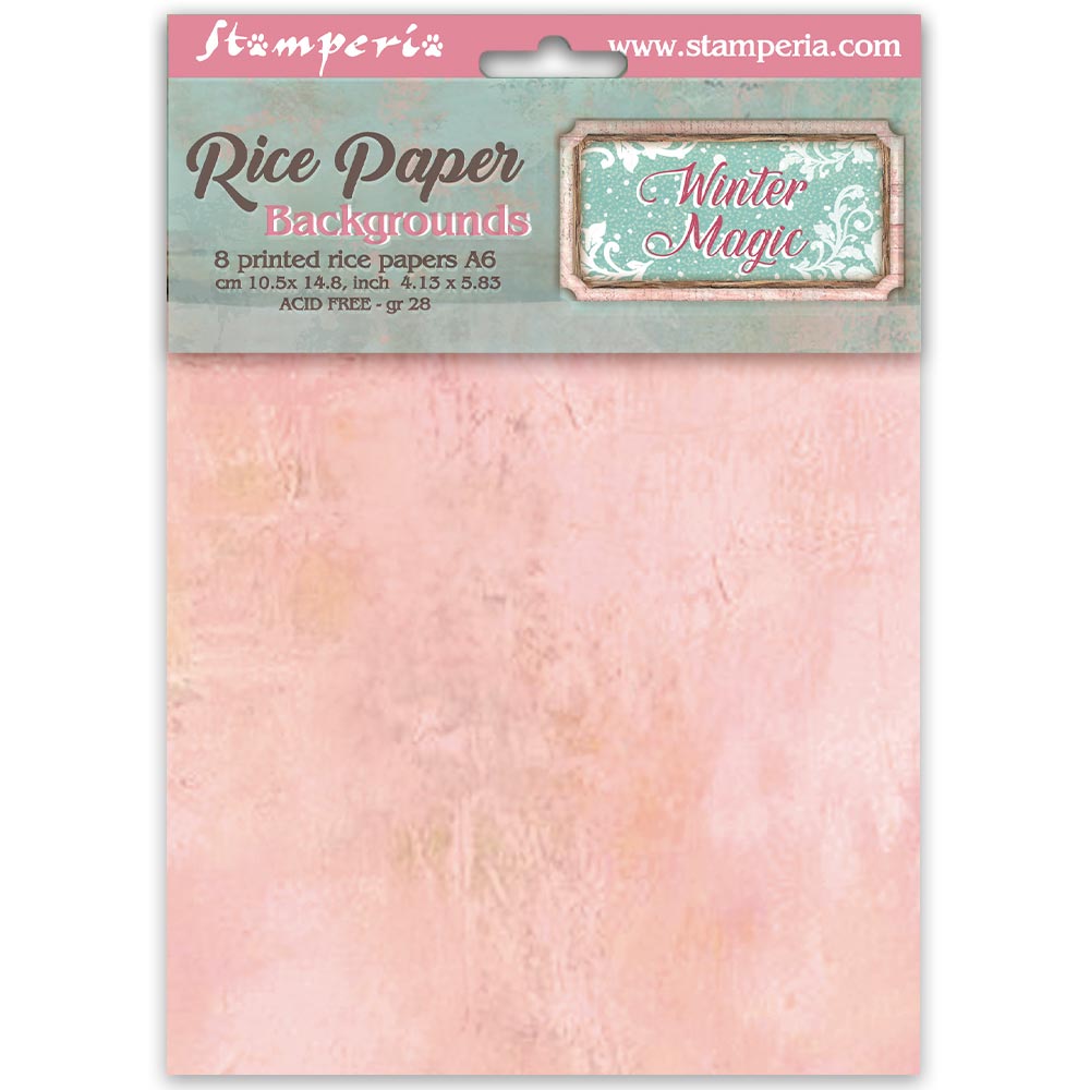 Stamperia - Pack of 8 Rice papers - 4.14cm x 5.83 cm - Backgrounds A6 Winter Magic
