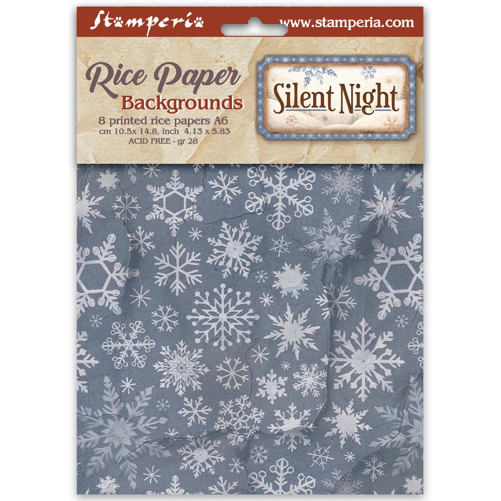 Stamperia - Pack of 8 Rice papers - 4.14cm x 5.83 cm - Backgrounds A6 Silent Night